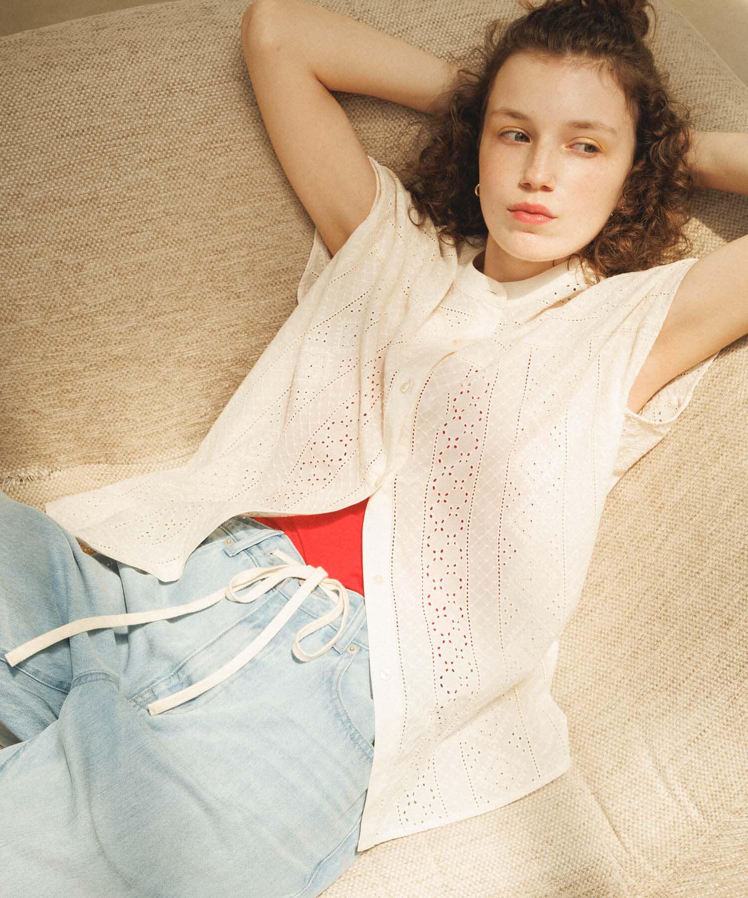 Sonny Label 「『WEB限定』バンドカラーコットンレースシャツ」|シャツ・ブラウス|