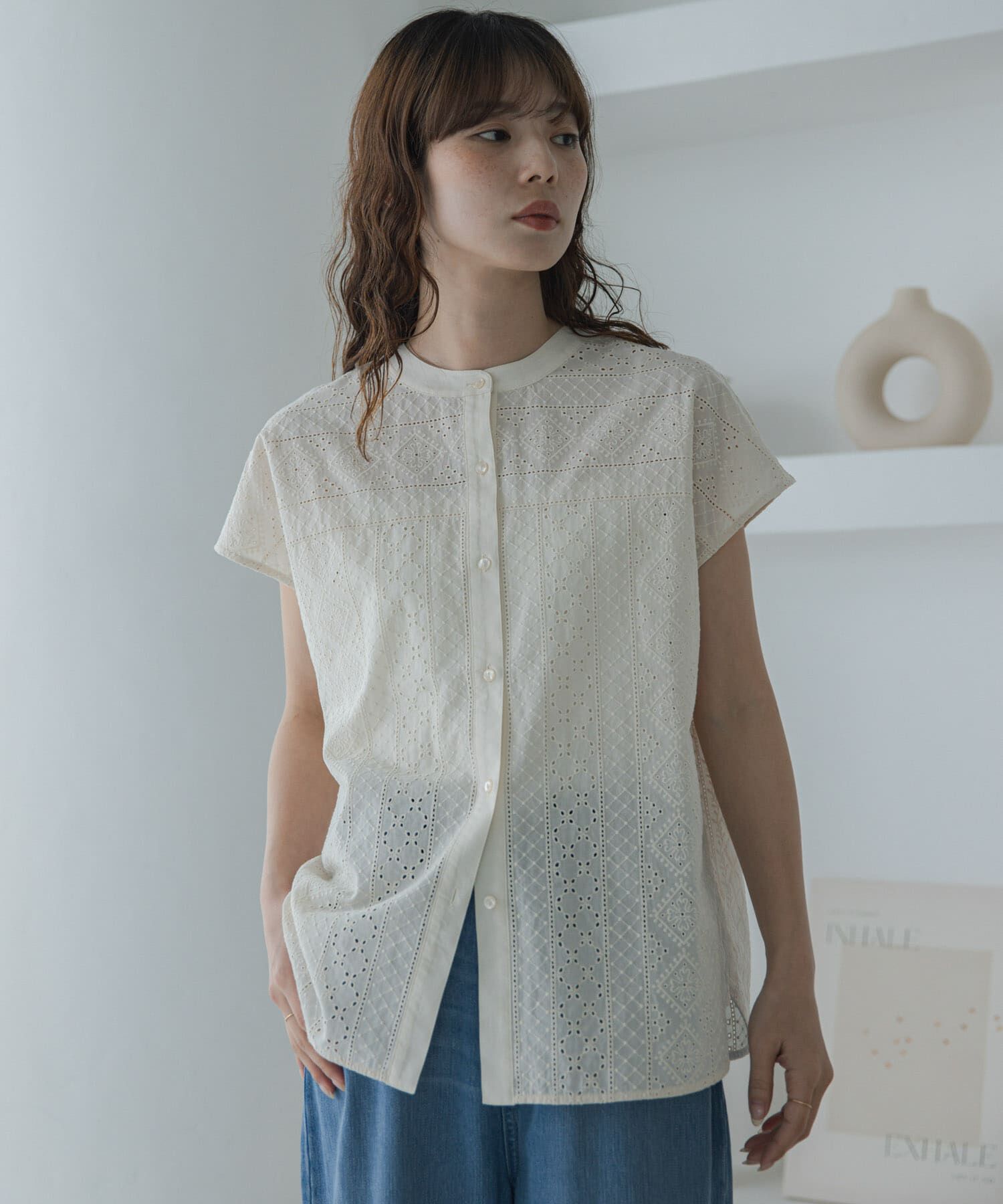 Sonny Label 「『WEB限定』バンドカラーコットンレースシャツ」|シャツ・ブラウス|