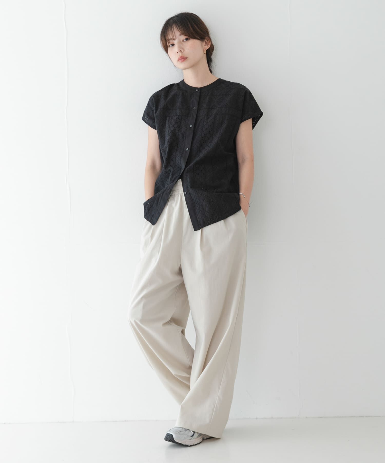 Sonny Label 「『WEB限定』バンドカラーコットンレースシャツ」|シャツ・ブラウス|
