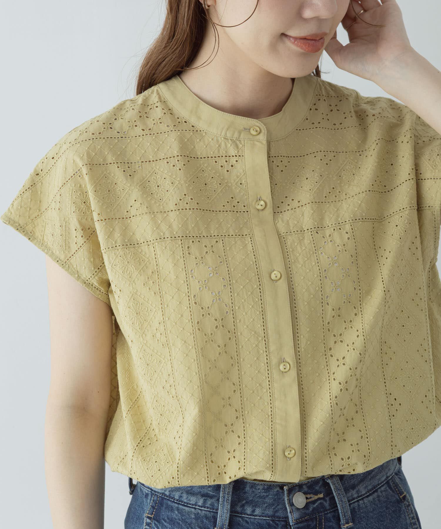Sonny Label 「『WEB限定』バンドカラーコットンレースシャツ」|シャツ・ブラウス|