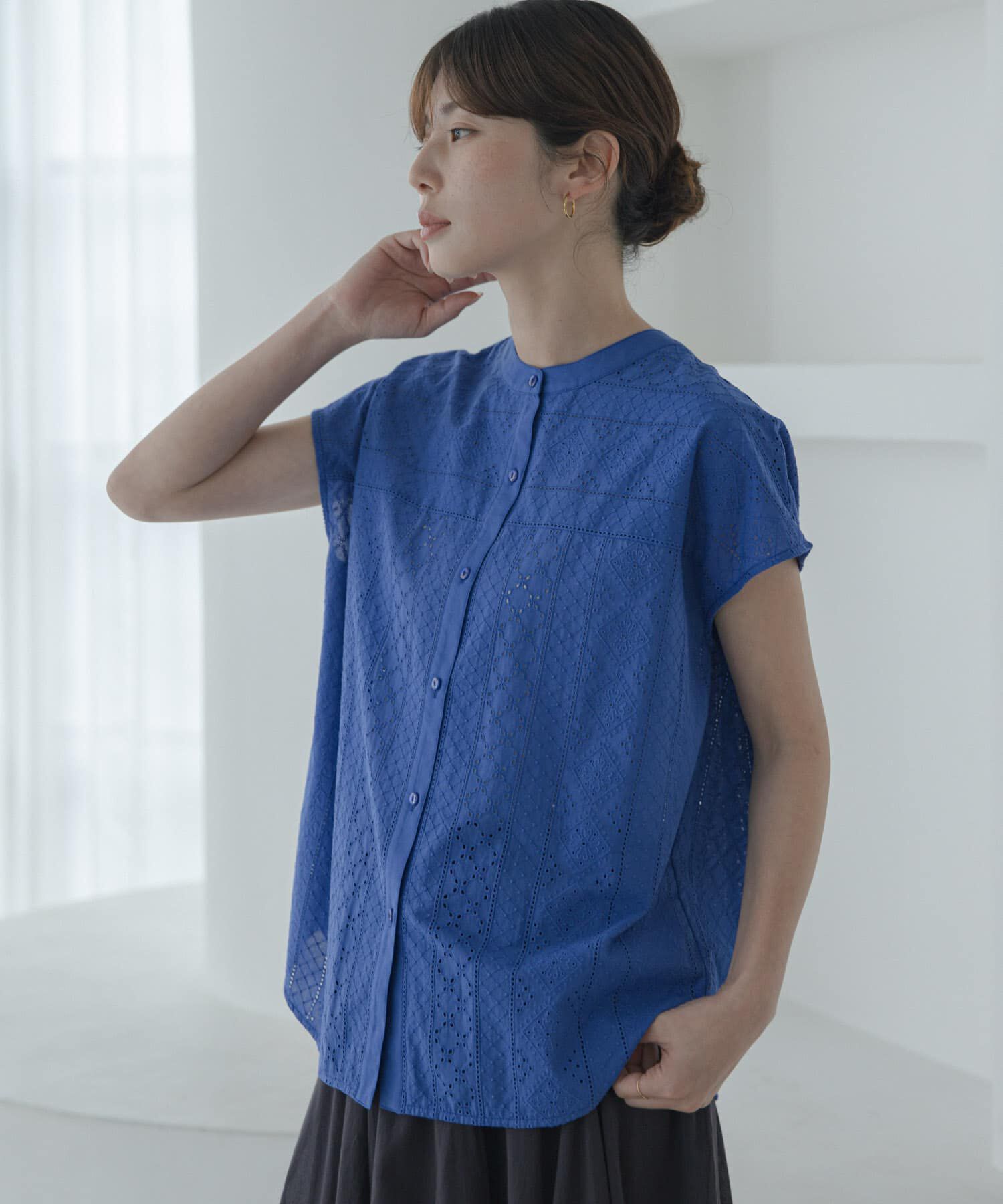 Sonny Label 「『WEB限定』バンドカラーコットンレースシャツ」|シャツ・ブラウス|