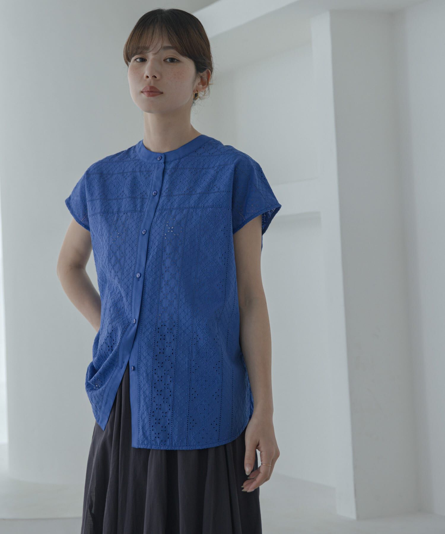 Sonny Label 「『WEB限定』バンドカラーコットンレースシャツ」|シャツ・ブラウス|