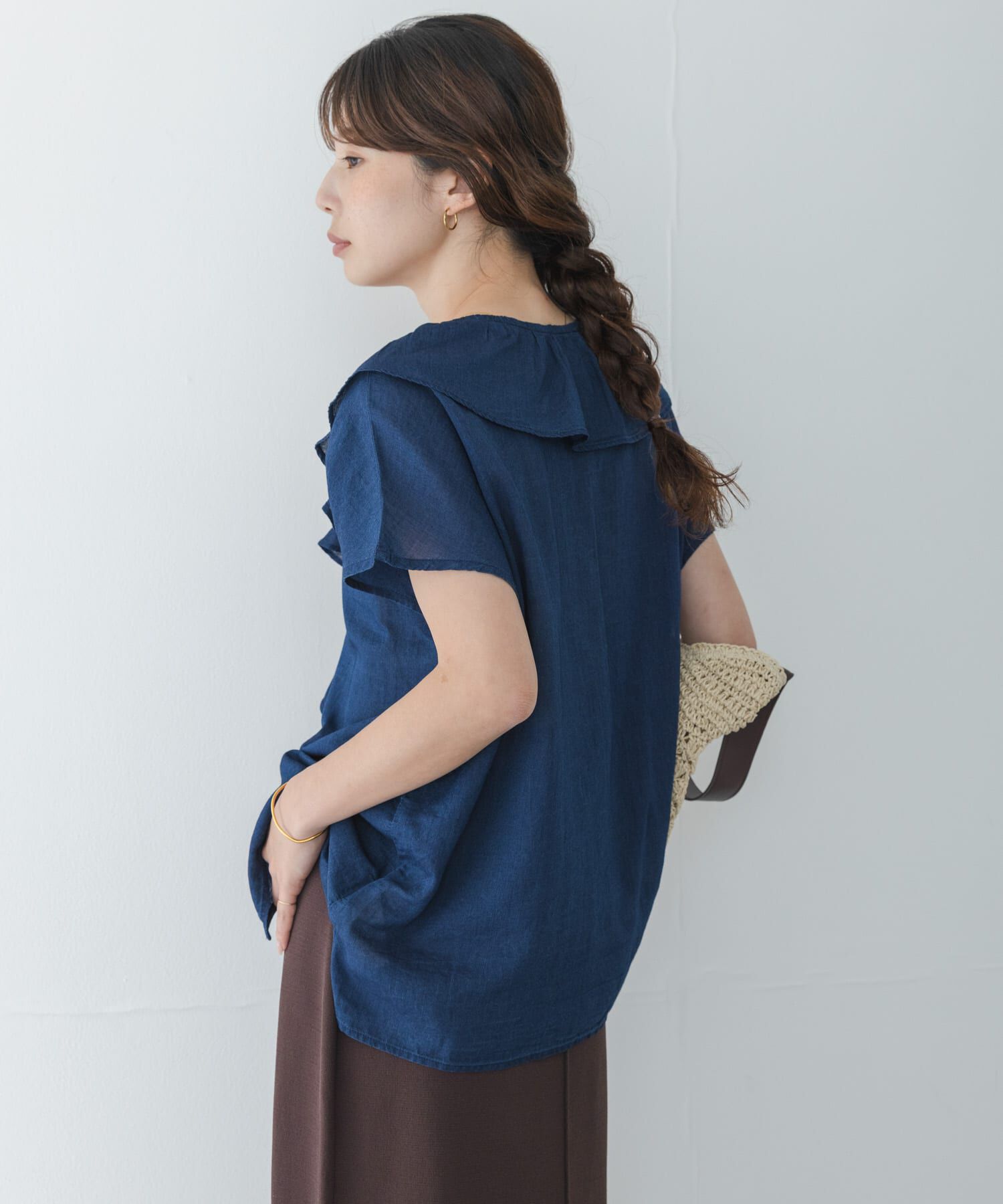 Sonny Label 「シアーデニムラッフルフリルブラウス」|シャツ・ブラウス|