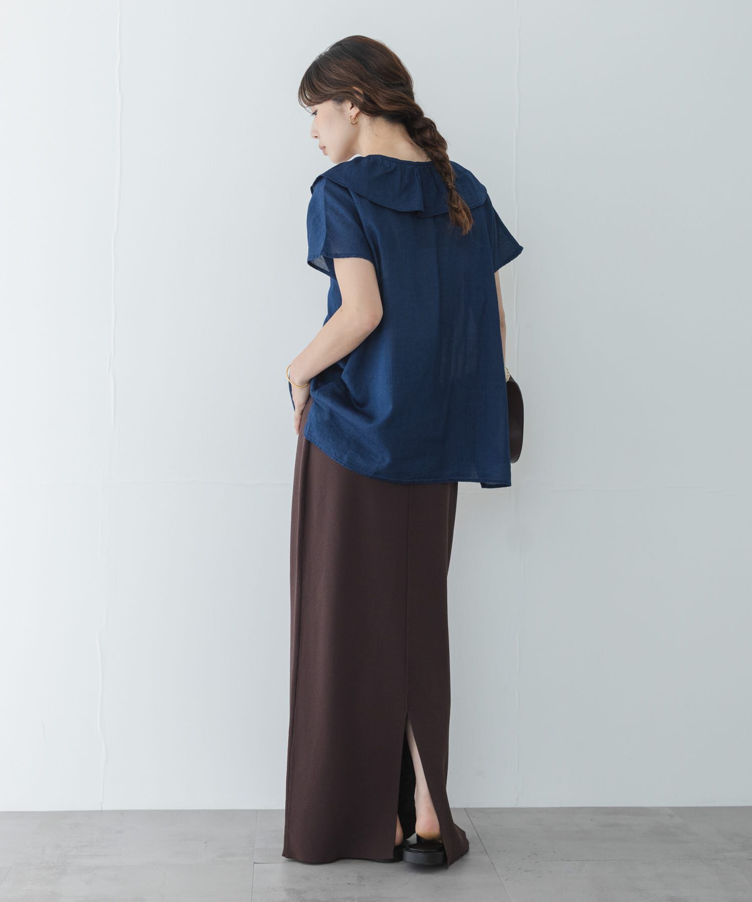 Sonny Label 「シアーデニムラッフルフリルブラウス」|シャツ・ブラウス|
