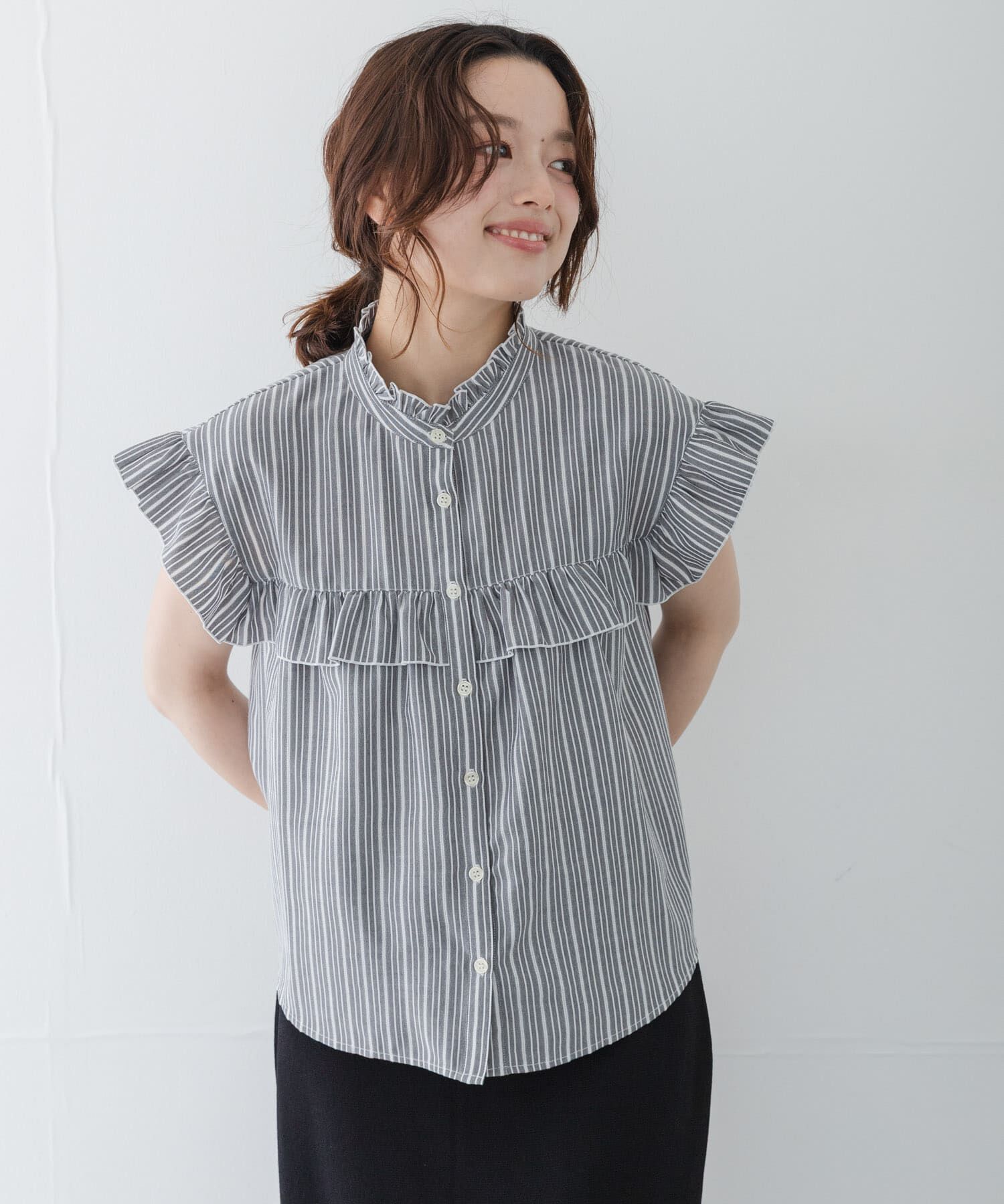Sonny Label 「スタンドカラーフリルシャツブラウス」|シャツ・ブラウス|