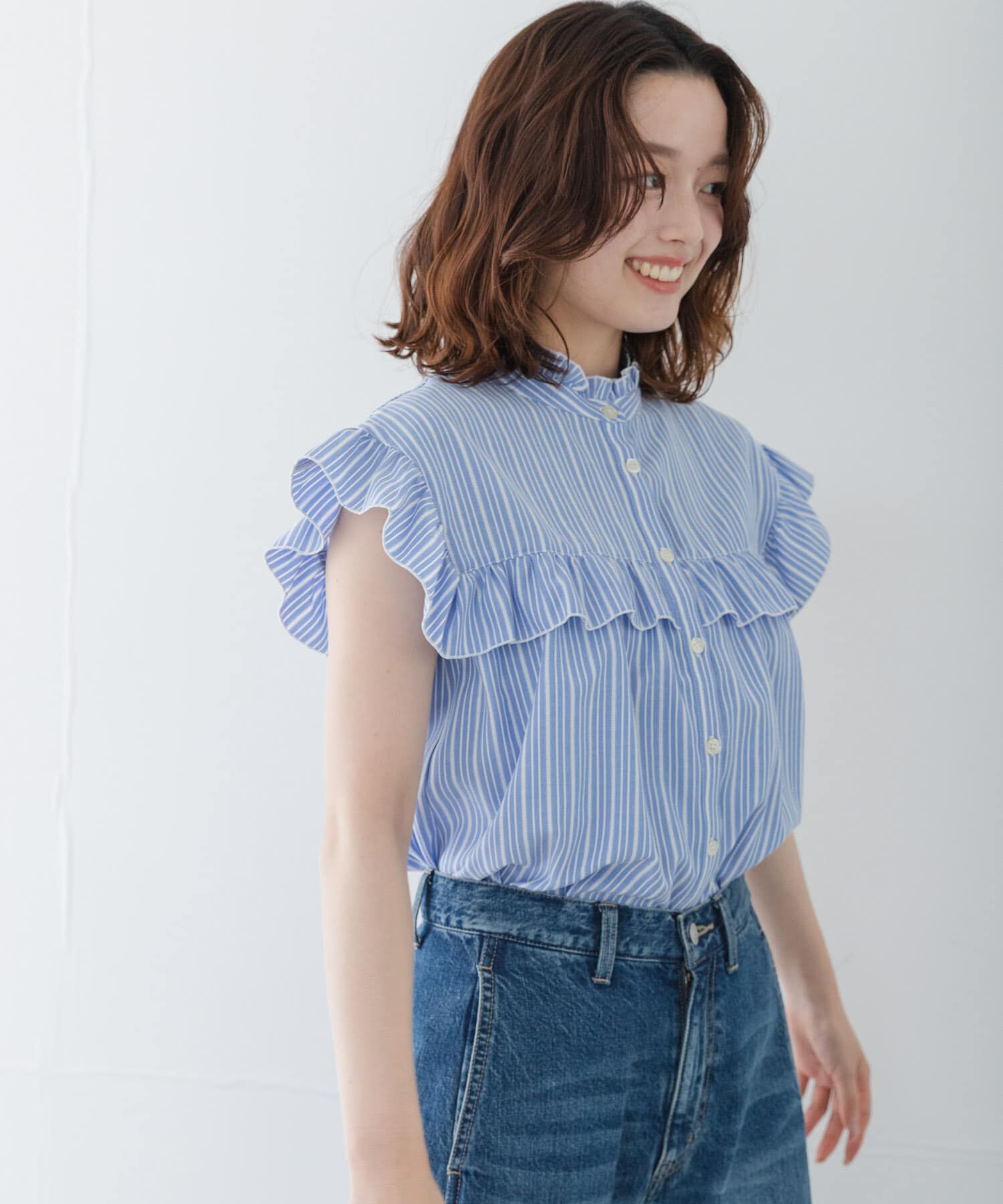 Sonny Label 「スタンドカラーフリルシャツブラウス」|シャツ・ブラウス|