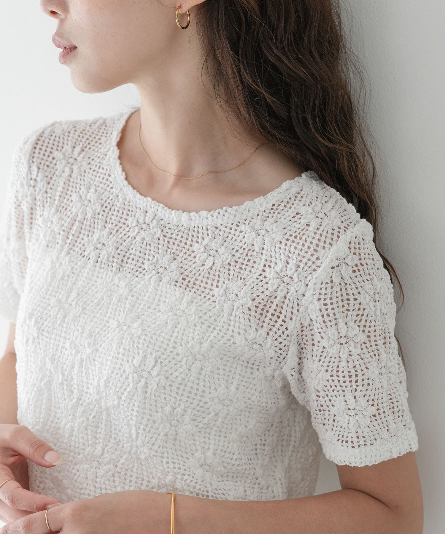 Sonny Label 「ベーシックレースTシャツ」|Tシャツ・カットソー|ホワイト