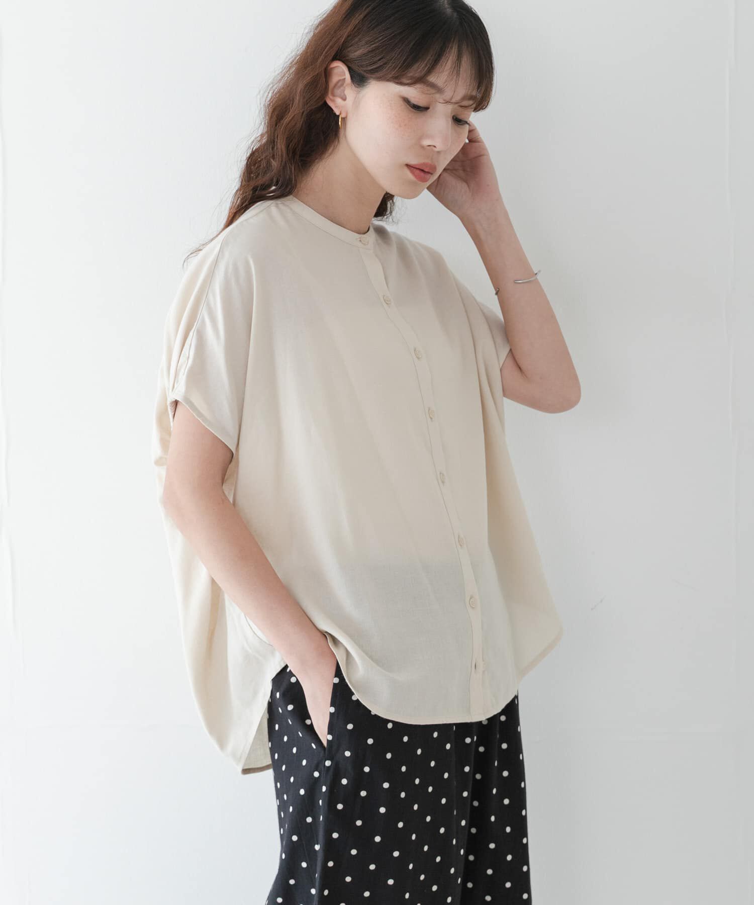 Sonny Label 「リネン混コクーンフレンチブラウス」|シャツ・ブラウス|ホワイト系その他