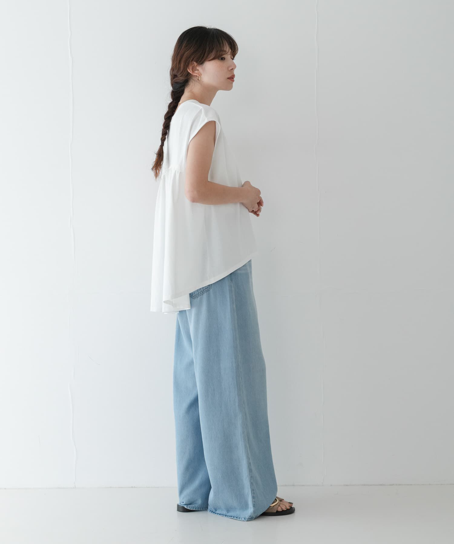 Sonny Label 「接触冷感バックフレアフレンチTシャツ」|Tシャツ・カットソー|