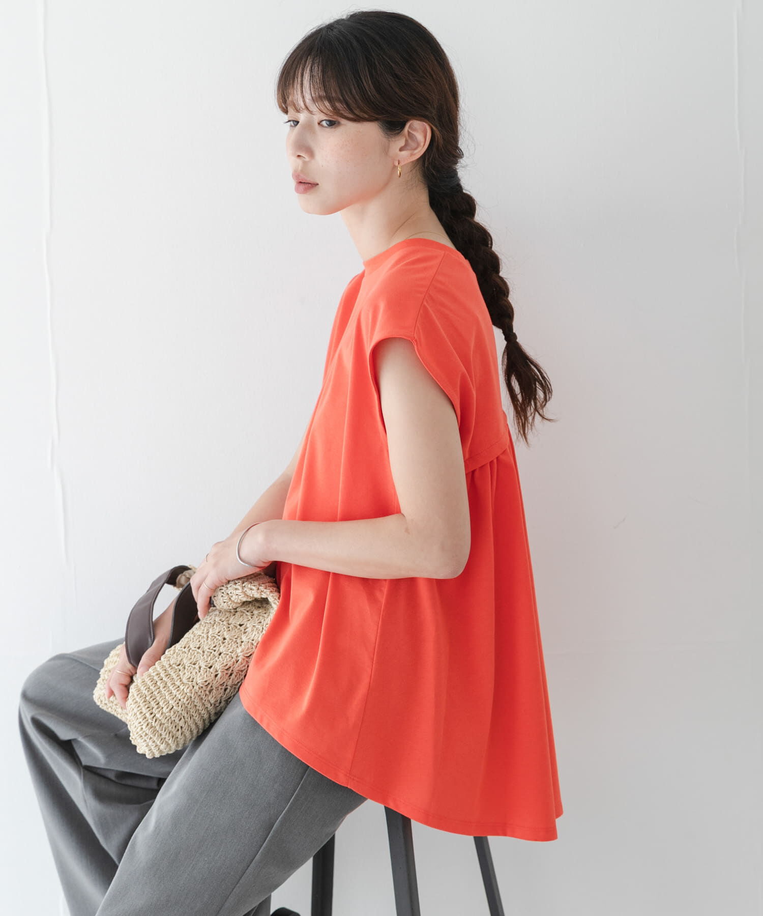 Sonny Label 「接触冷感バックフレアフレンチTシャツ」|Tシャツ・カットソー|レッド系その他