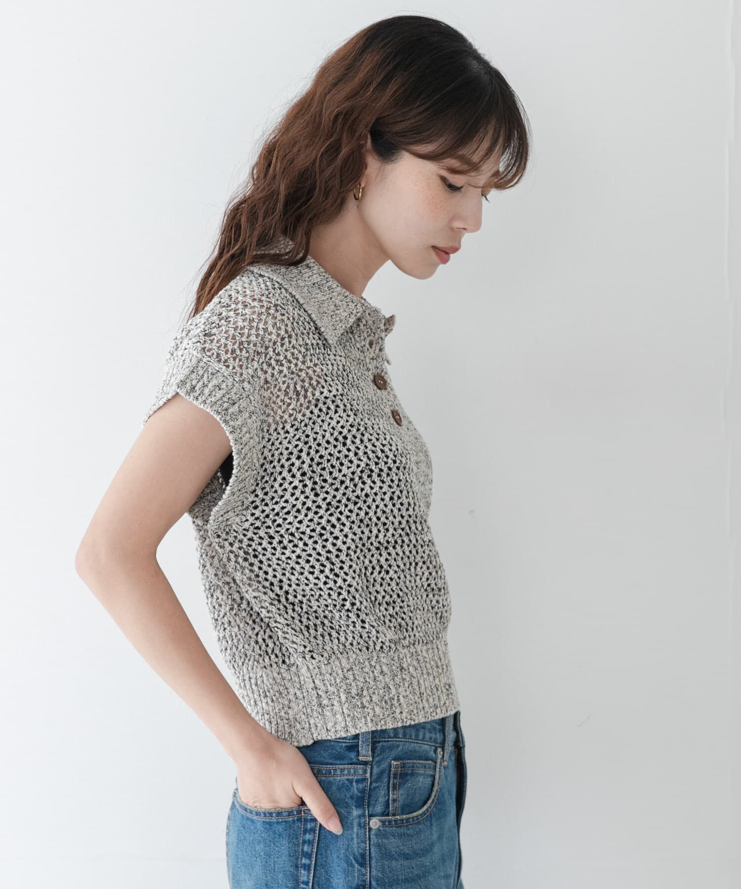Sonny Label 「襟付きメッシュニットプルオーバー」|ニット・セーター|