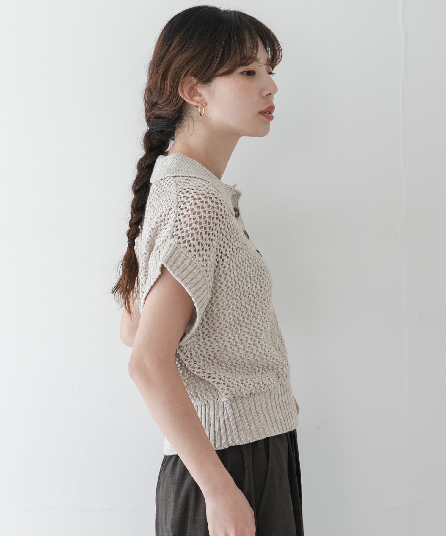 Sonny Label 「襟付きメッシュニットプルオーバー」|ニット・セーター|