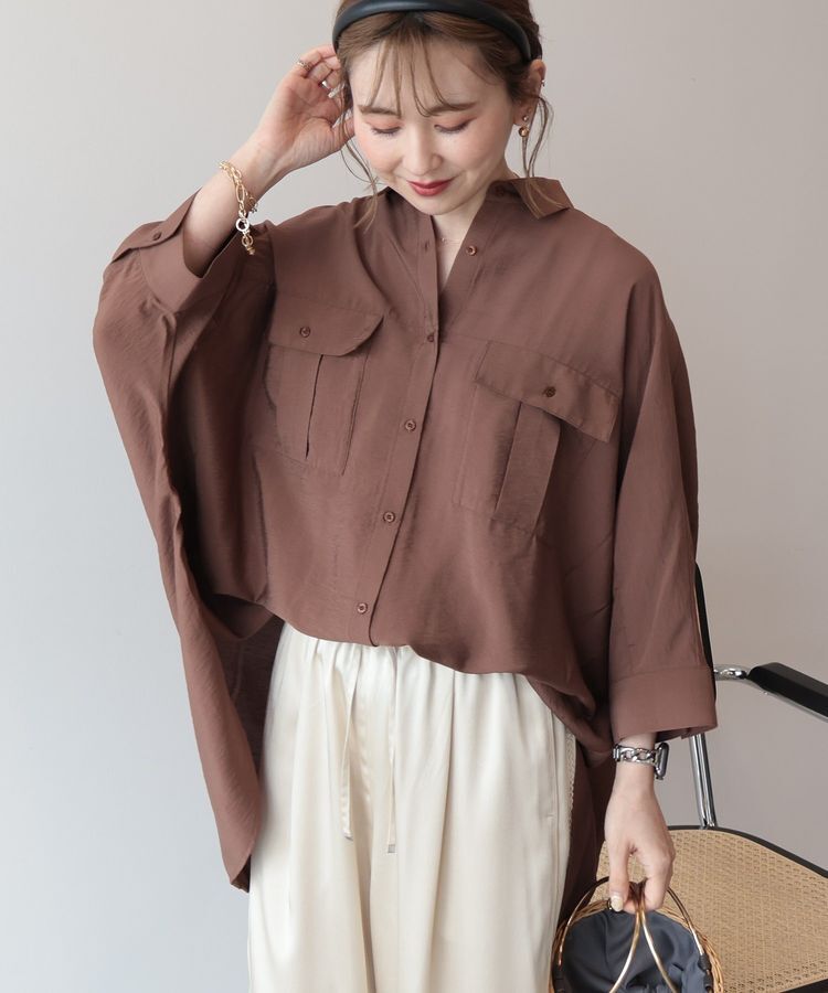 AMERICAN HOLIC「【WEB限定】接触冷感Wポケットシャツチュニック」|シャツ・ブラウス|