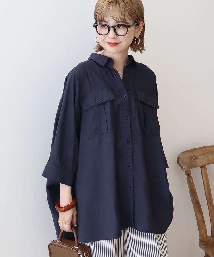 AMERICAN HOLIC「【WEB限定】接触冷感Wポケットシャツチュニック」|シャツ・ブラウス|
