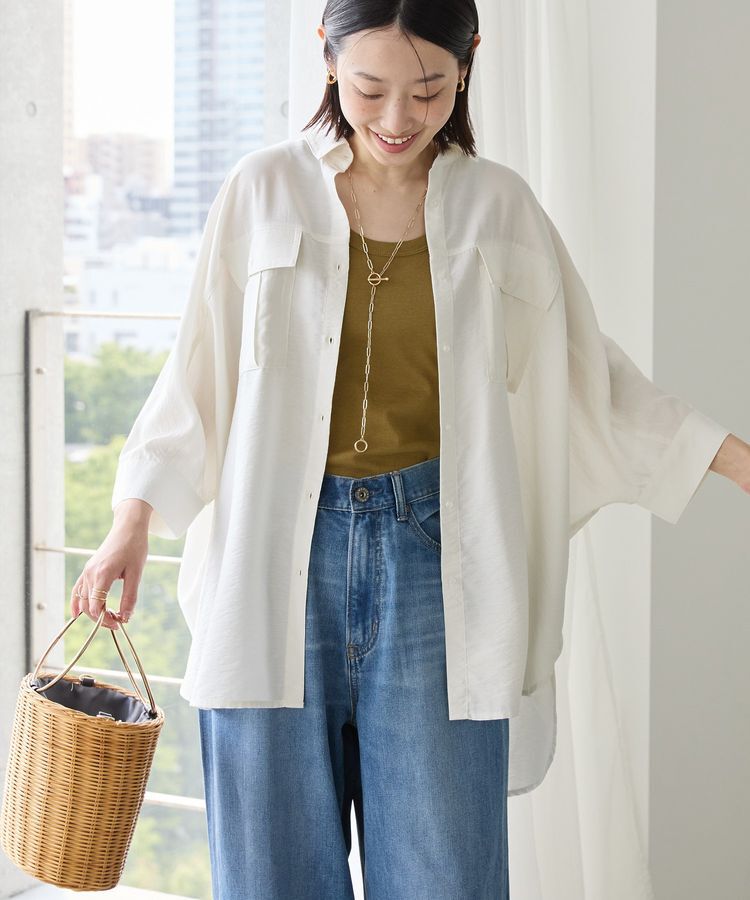 AMERICAN HOLIC「【WEB限定】接触冷感Wポケットシャツチュニック」|シャツ・ブラウス|