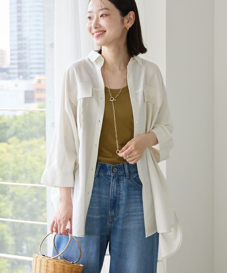 AMERICAN HOLIC「【WEB限定】接触冷感Wポケットシャツチュニック」|シャツ・ブラウス|