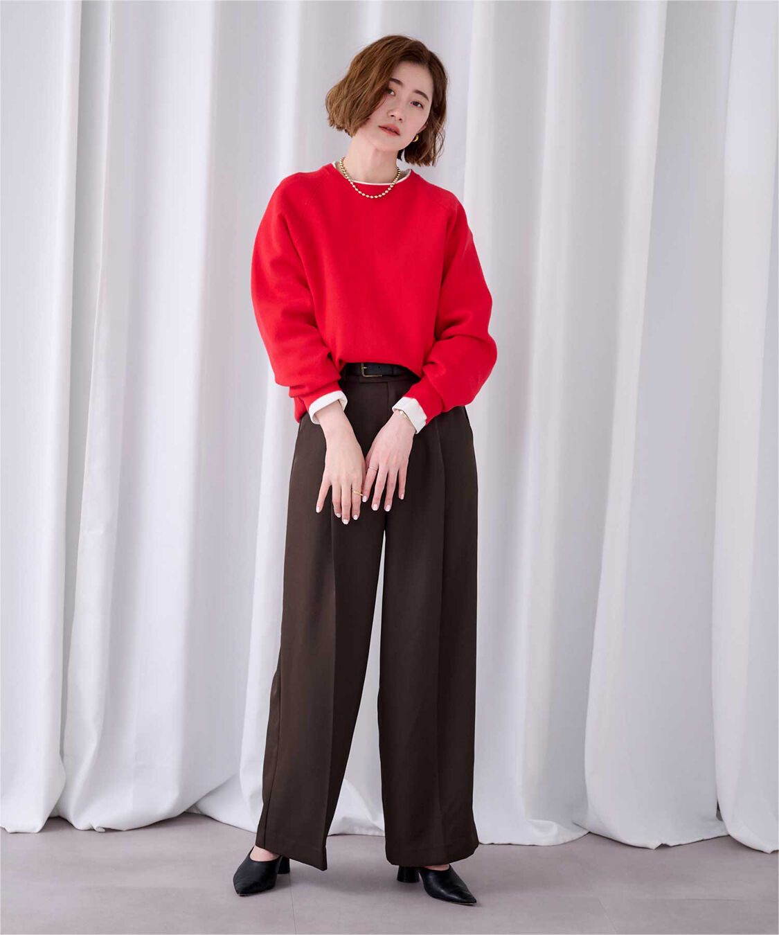 ur's「美シルエットワンタックワイドパンツ」|スラックス|