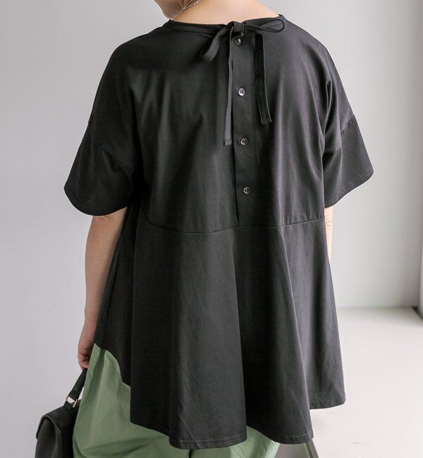  「《リバイバル》【WEB限定/Du noir】バックリボンペプラムTシャツ」|シャツ・ブラウス|ブラック