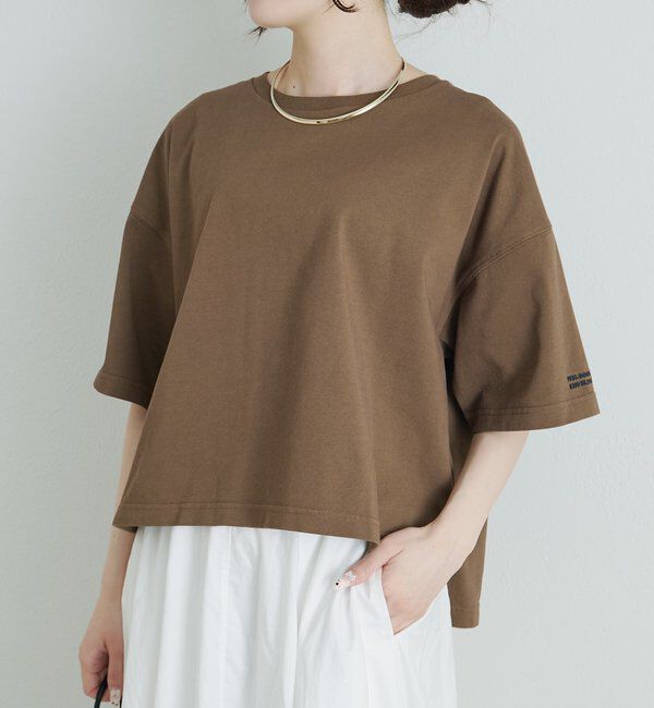  「【F&B】オーガニックコットン混ロゴTシャツ」|プルオーバー|ブラウン