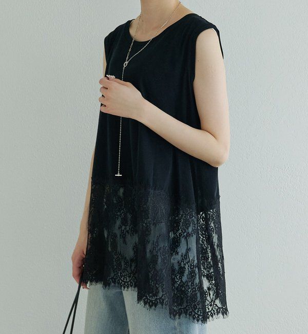  「レースヘムノースリーブカットソー」|Tシャツ・カットソー|