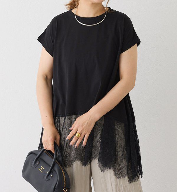  「レースヘムシルケットTシャツ」|Tシャツ・カットソー|