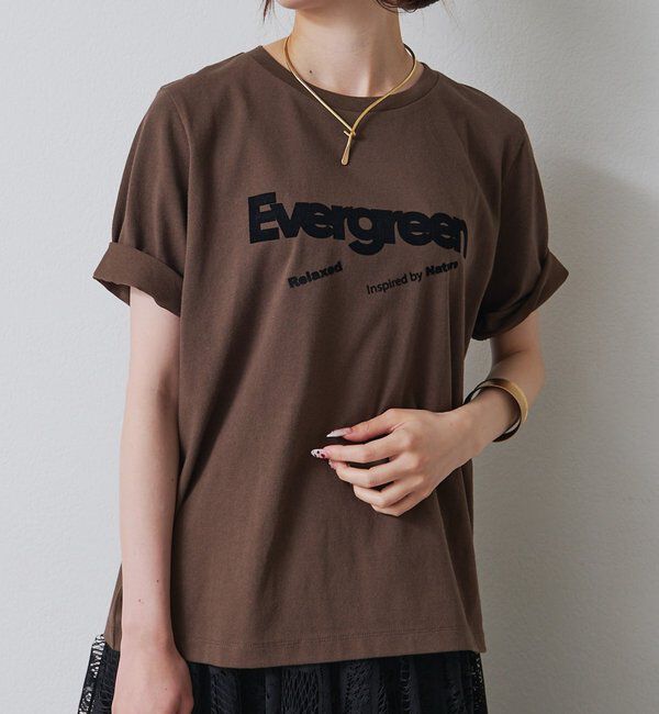  「フロッキープリントTシャツ」|Tシャツ・カットソー|ブラウン