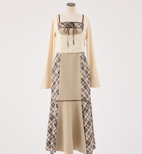  「【SMサイズ展開】アンサンブルチェックワンピース」|ワンピース|