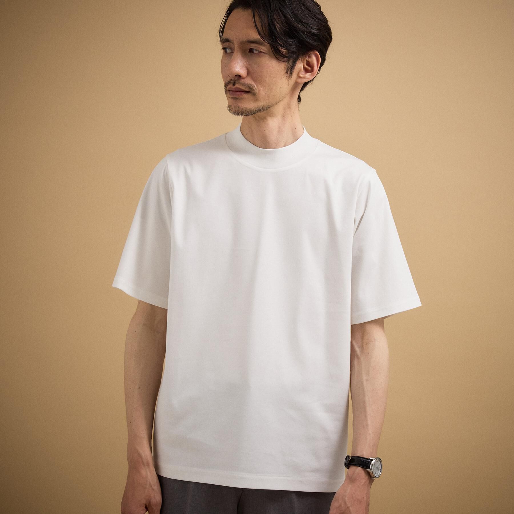 TAKEO KIKUCHI「【接触冷感】アイスクリアコットン モックネック Tシャツ」|Tシャツ・カットソー|