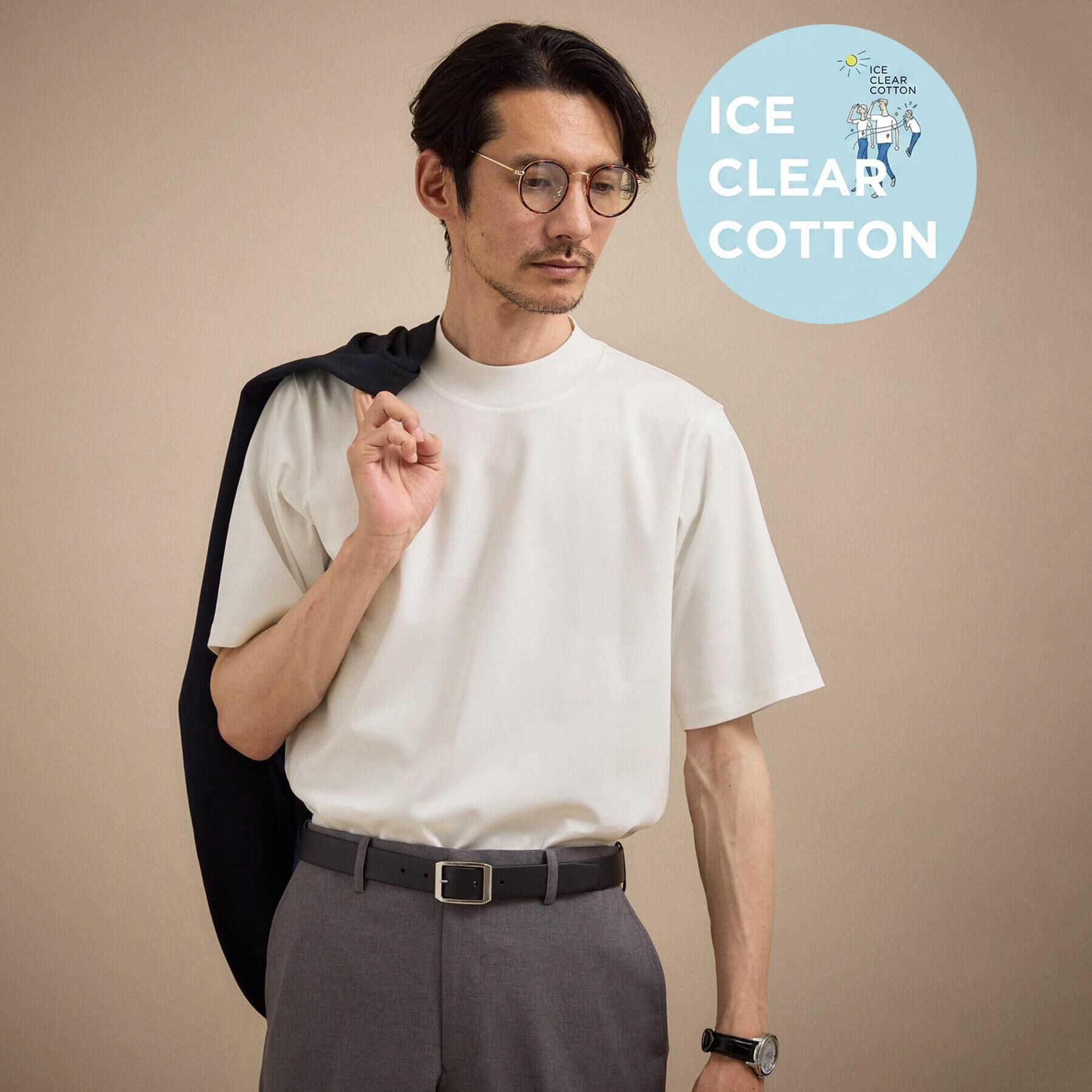 TAKEO KIKUCHI「【接触冷感】アイスクリアコットン モックネック Tシャツ」|Tシャツ・カットソー|