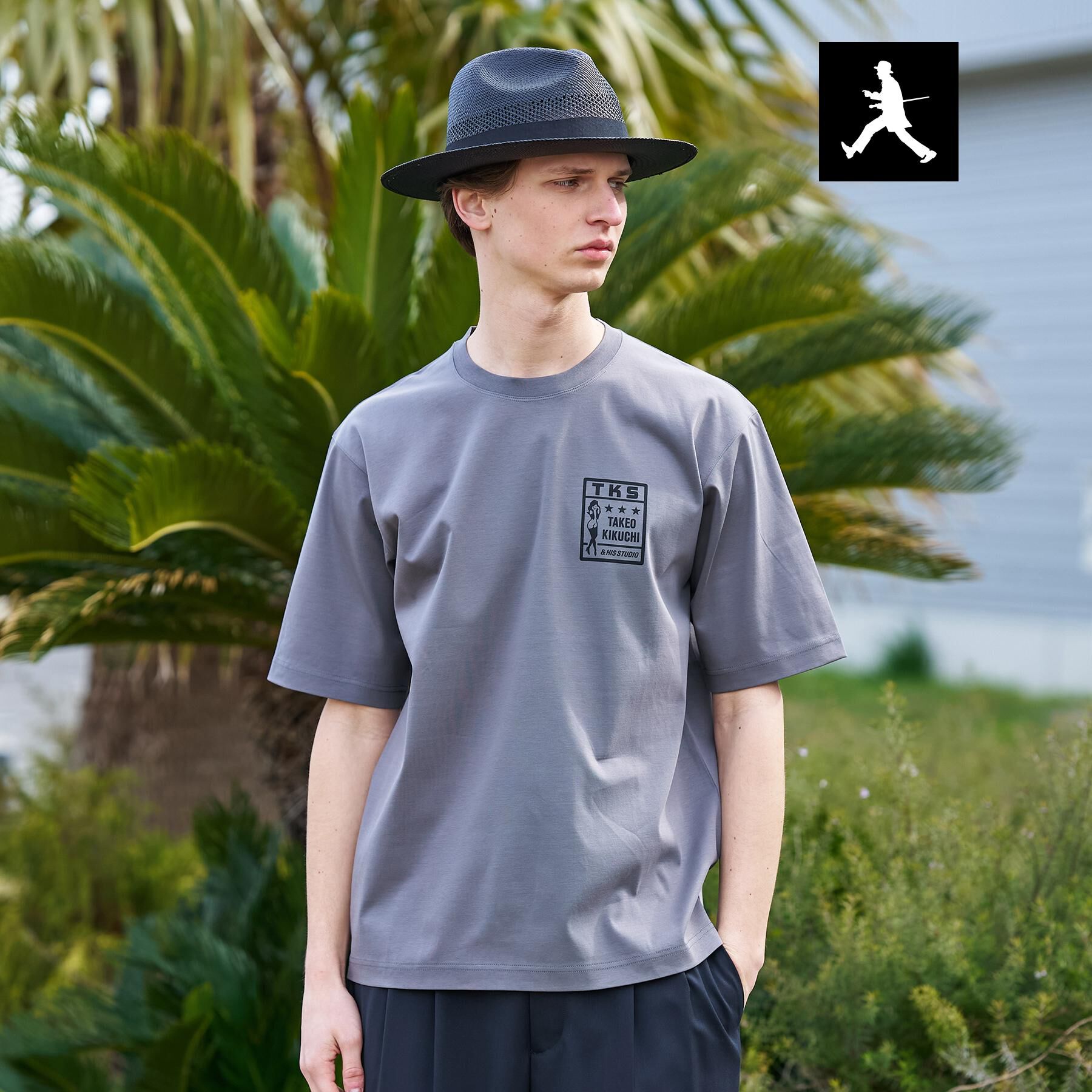 TAKEO KIKUCHI「【BOWLER HAT LABEL】アイスクリアコットン ラッキーセブン 半袖Tシャツ」|Tシャツ・カットソー|チャコールグレー(0