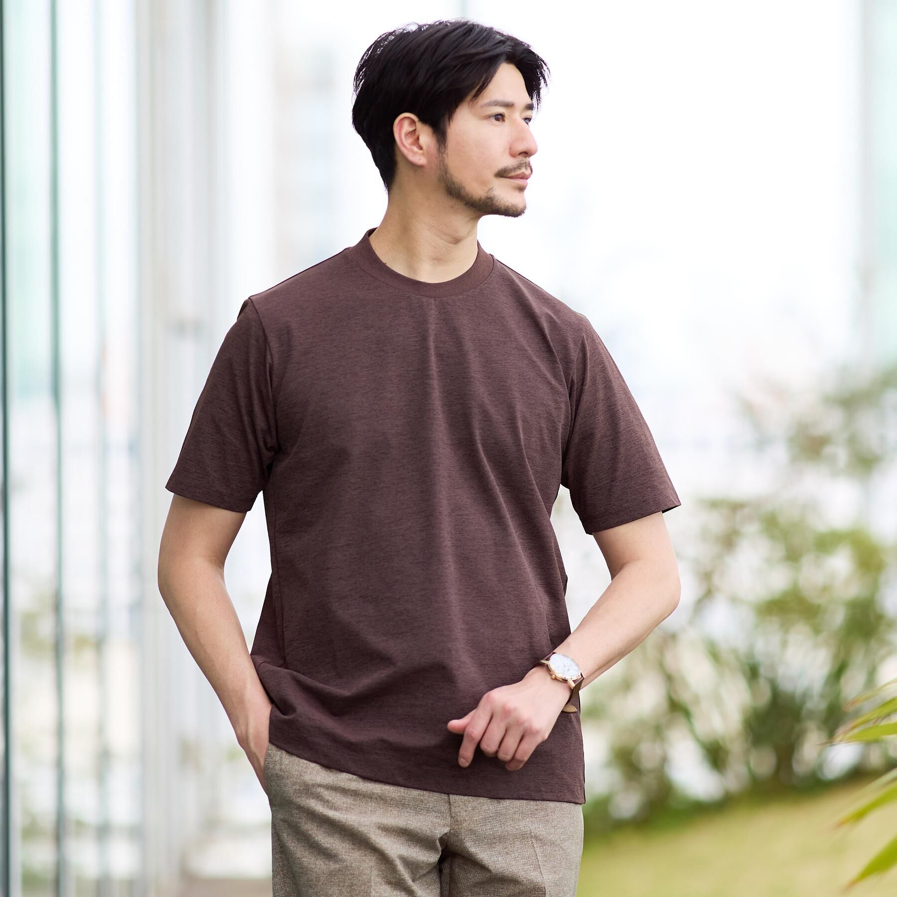 TAKEO KIKUCHI「【汗染み軽減/接触冷感】テーラード Tシャツ」|Tシャツ・カットソー|
