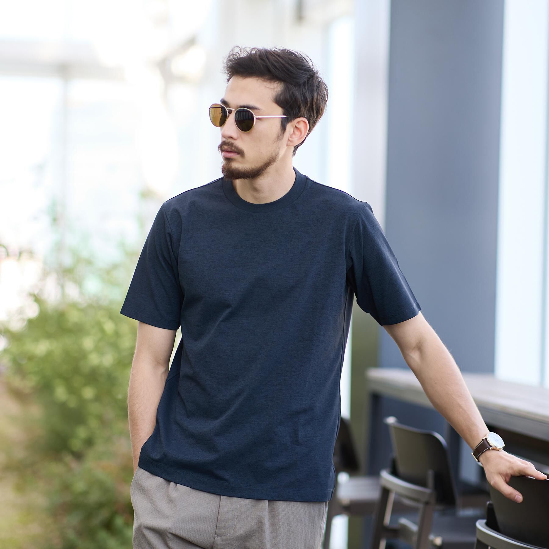 TAKEO KIKUCHI「【汗染み軽減/接触冷感】テーラード Tシャツ」|Tシャツ・カットソー|
