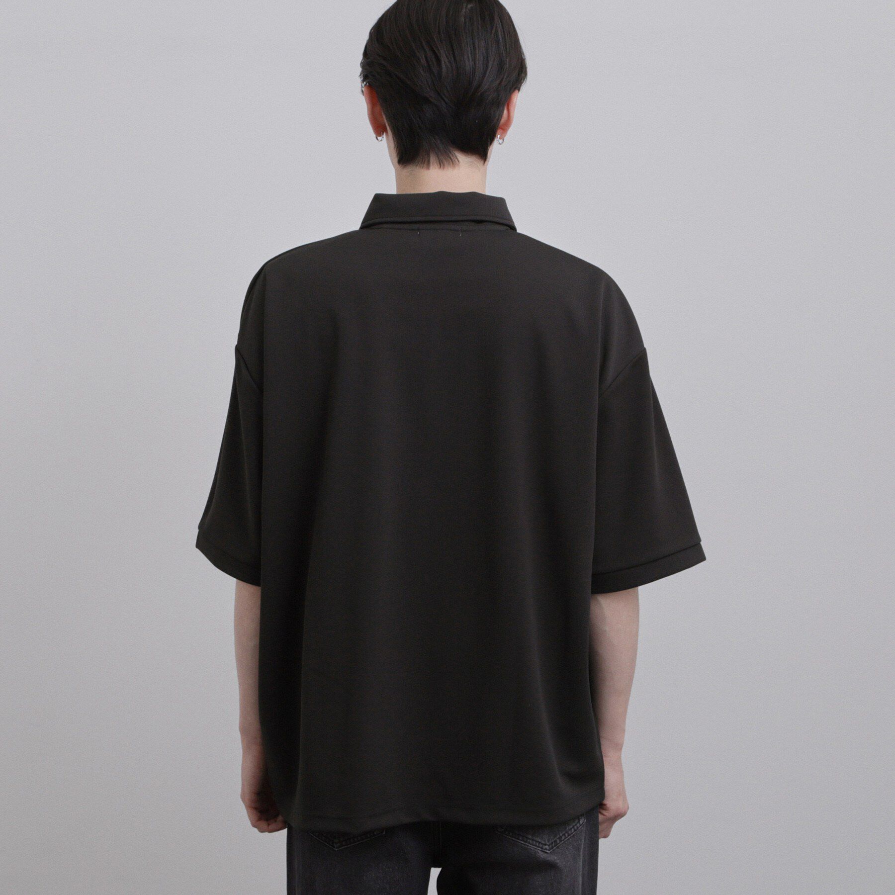 tk.TAKEO KIKUCHI「【ニュアンスを纏う】ルーズジョーゼットハーフジップポロ/キレイ目/ミニマル/ポロシャツ/カットソー/」|Tシャツ・カットソー|