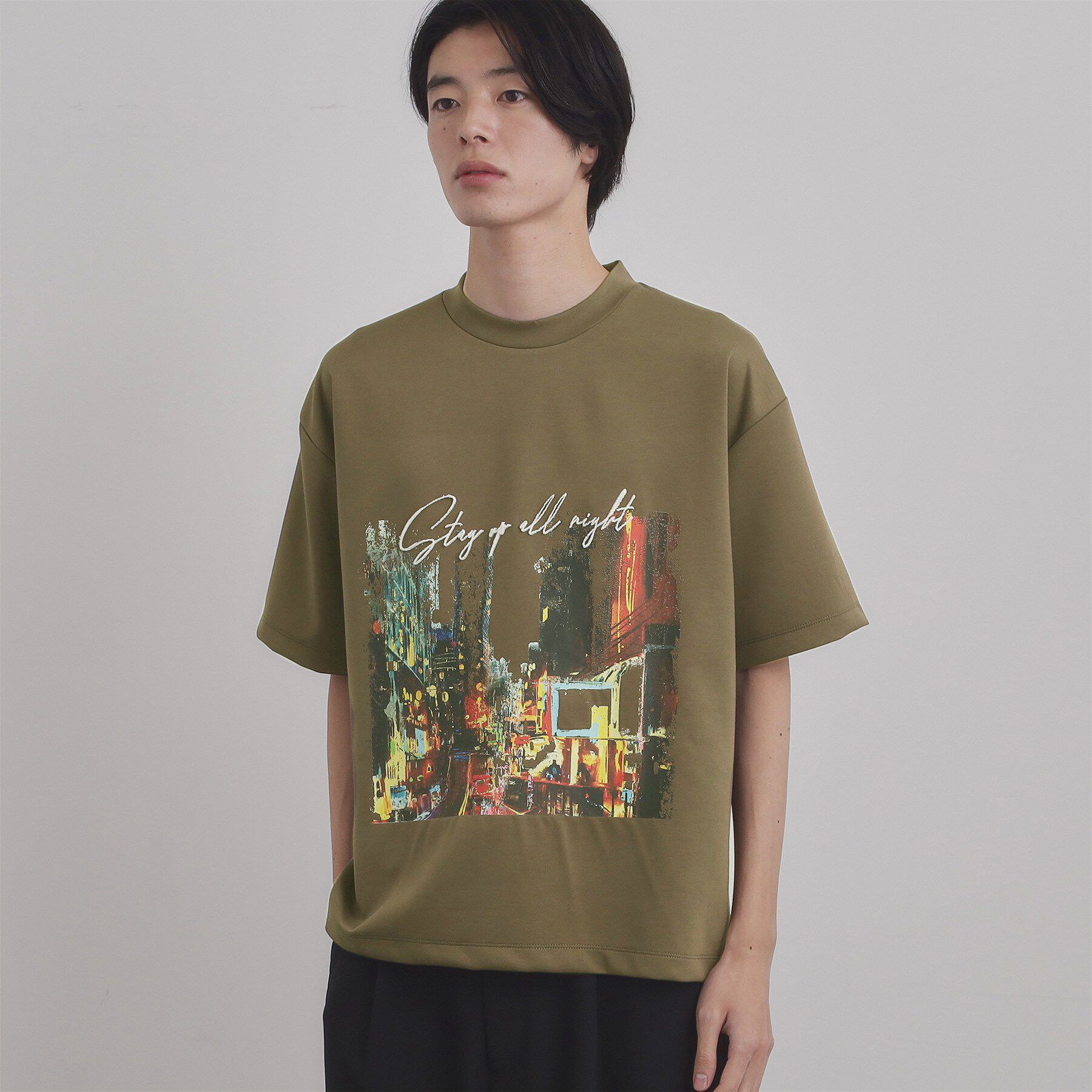 tk.TAKEO KIKUCHI「ブラシ刺繍半袖Ｔシャツ」|Tシャツ・カットソー|グレージュ(050)