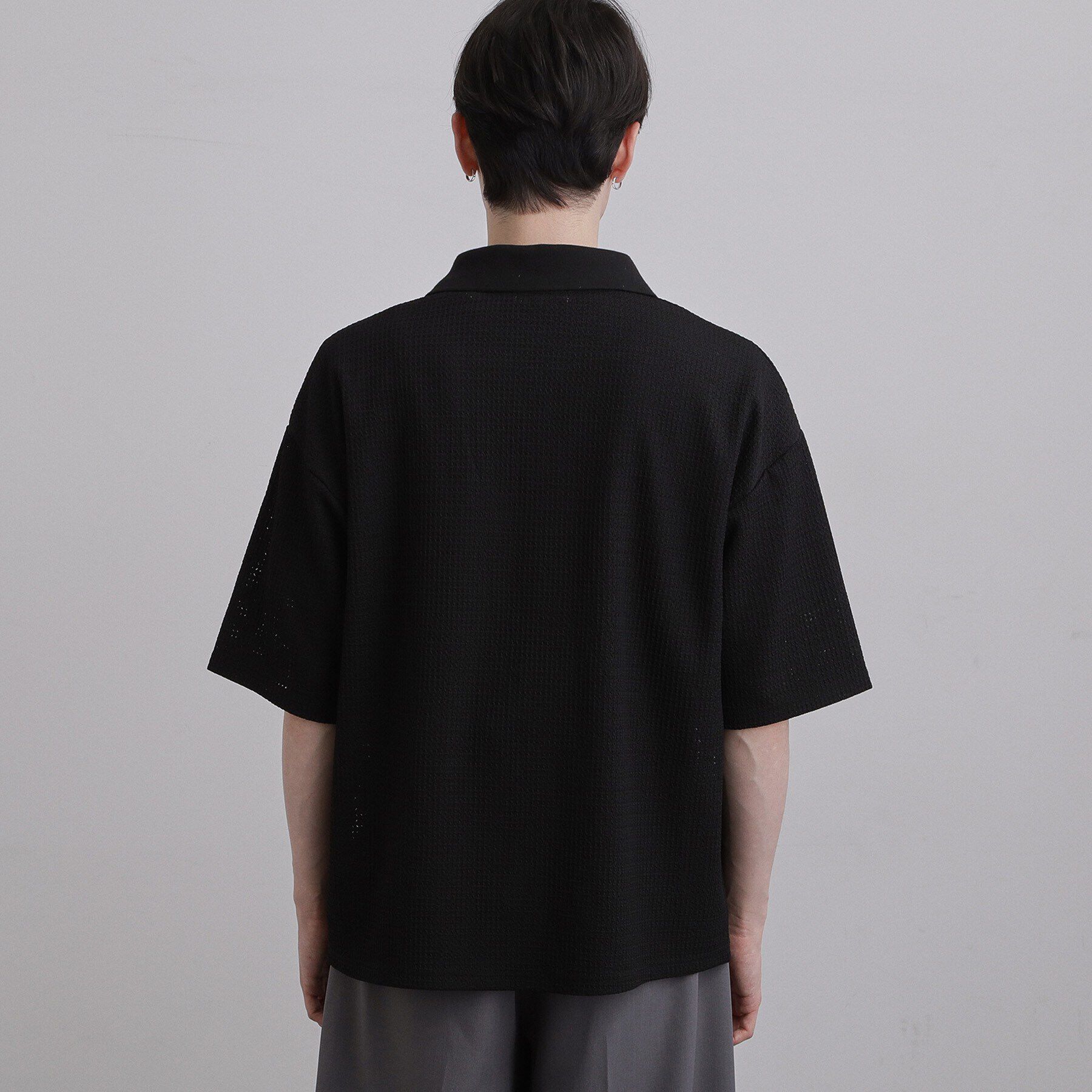 tk.TAKEO KIKUCHI「【ソフトタッチ】ルーズスキッパーポロシャツ/ソフト肌触り/オーバーサイズ/ルーズ/ドロップショルダー」|Tシャツ・カットソー|