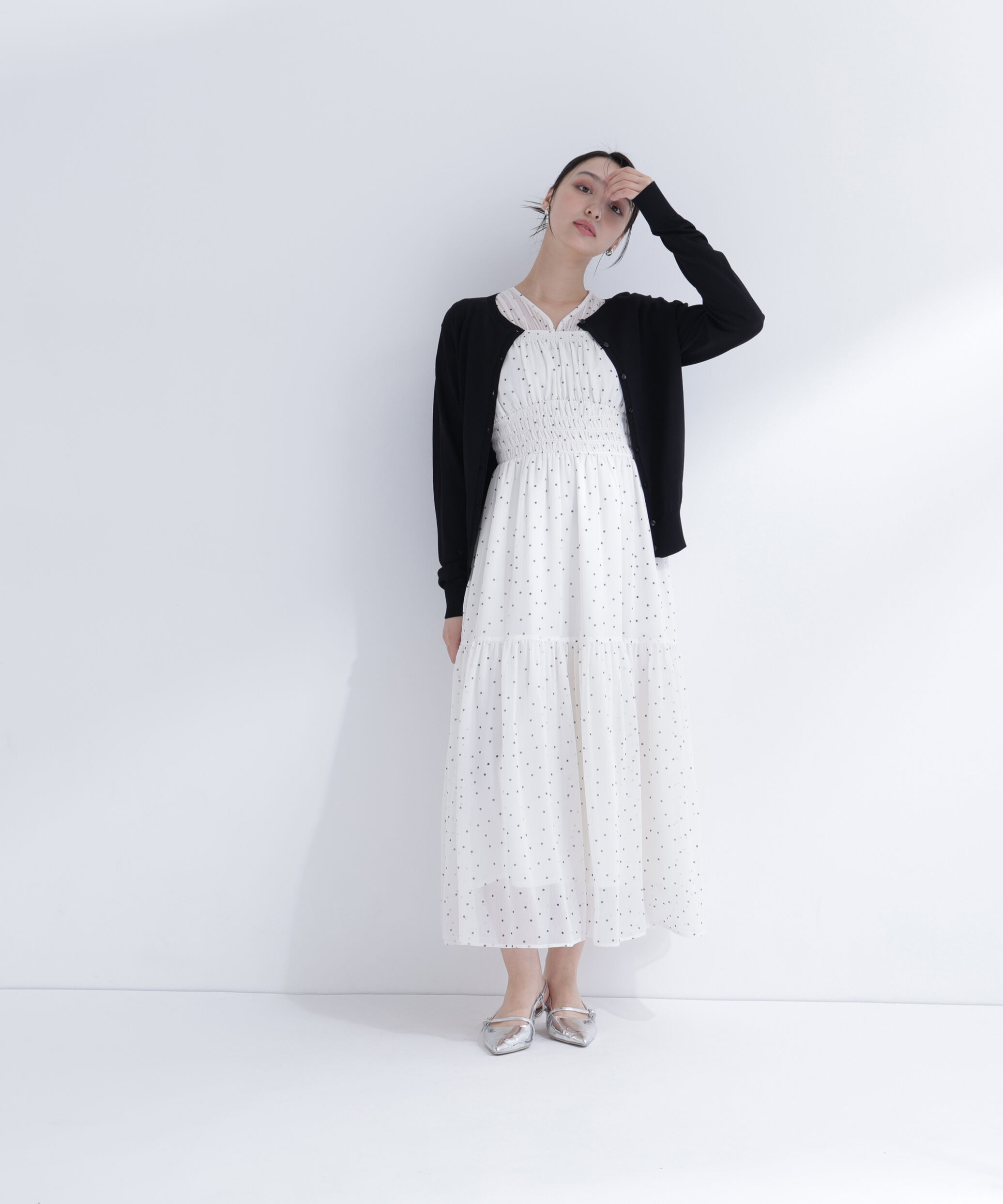  「フリルショルダー楊柳ワンピース」|ワンピース|