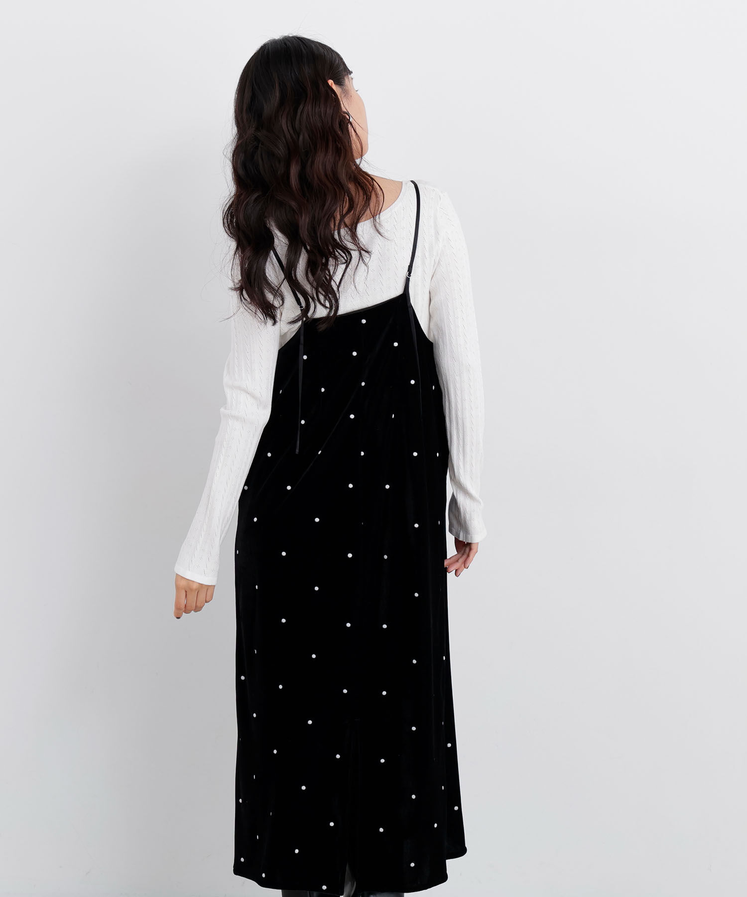  「〈N.〉ベロアドット刺繍キャミワンピ」|ワンピース|