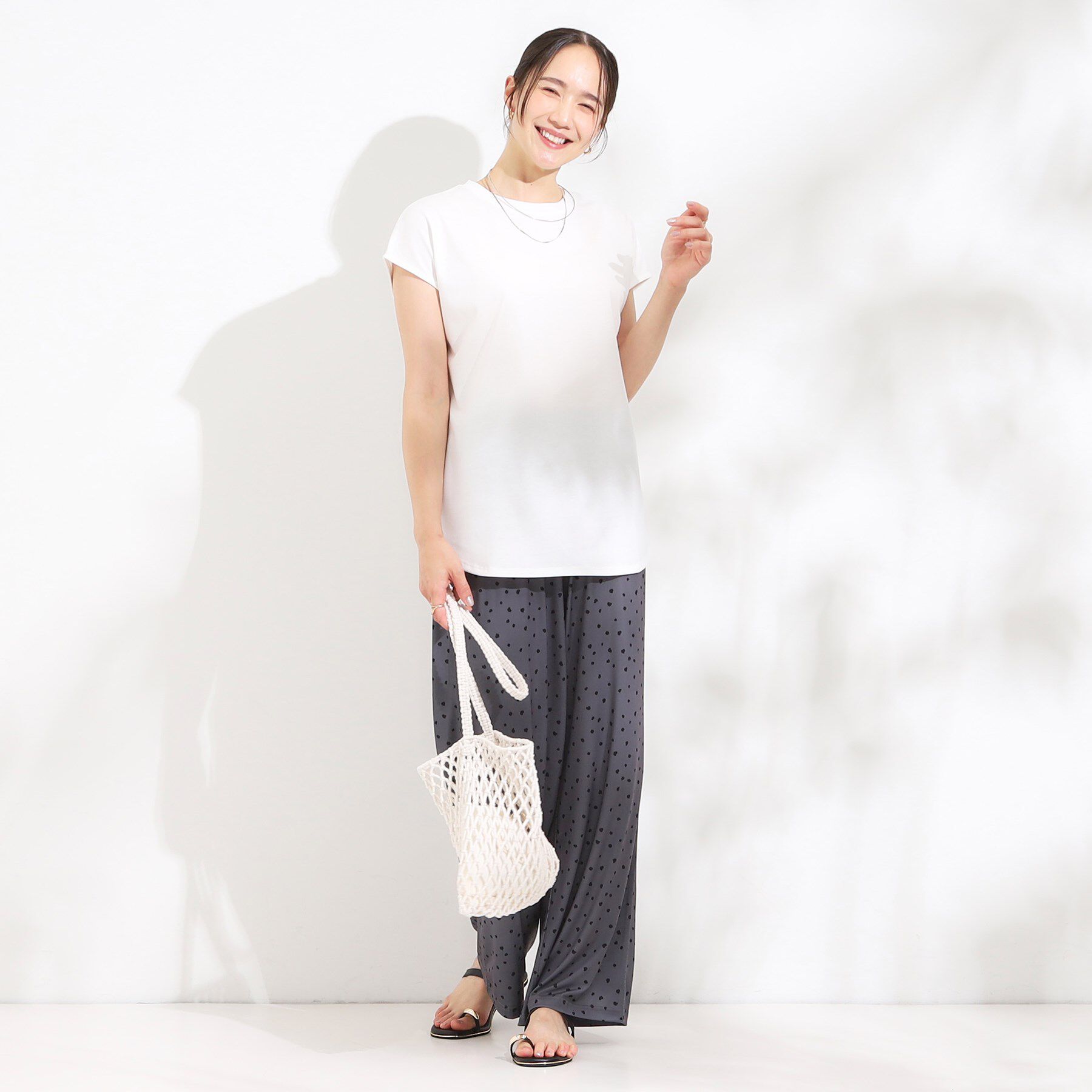 SHOO･LA･RUE「【S-LL/汗ジミ軽減/ひんやり/UV】インせず着られる フレンチスリーブTシャツ」|Tシャツ・カットソー|