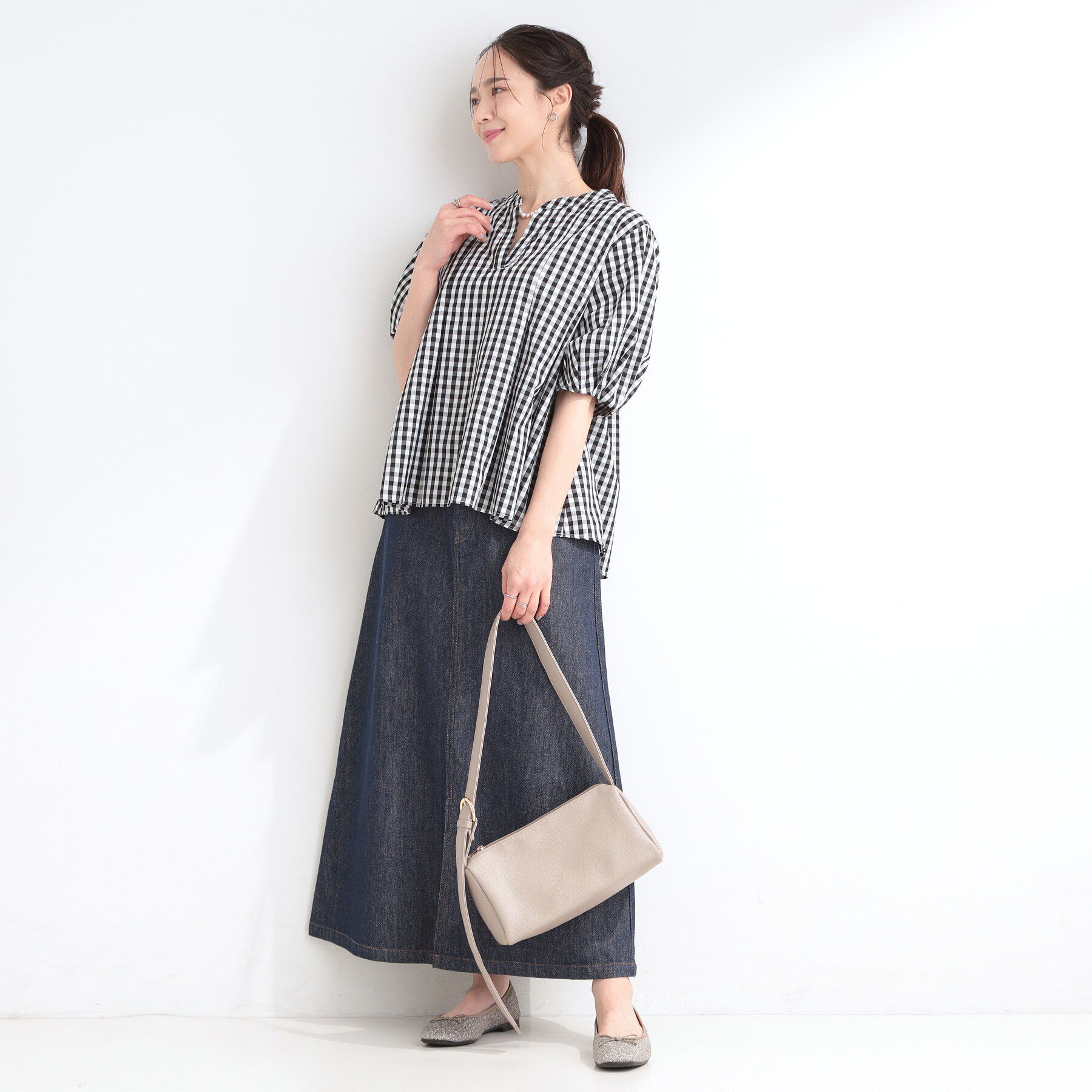 SHOO･LA･RUE「【高レビュー/洗濯後しわになりにくい/インせず着られる】自然に体型カバー 麻調ペプラムブラウス」|シャツ・ブラウス|
