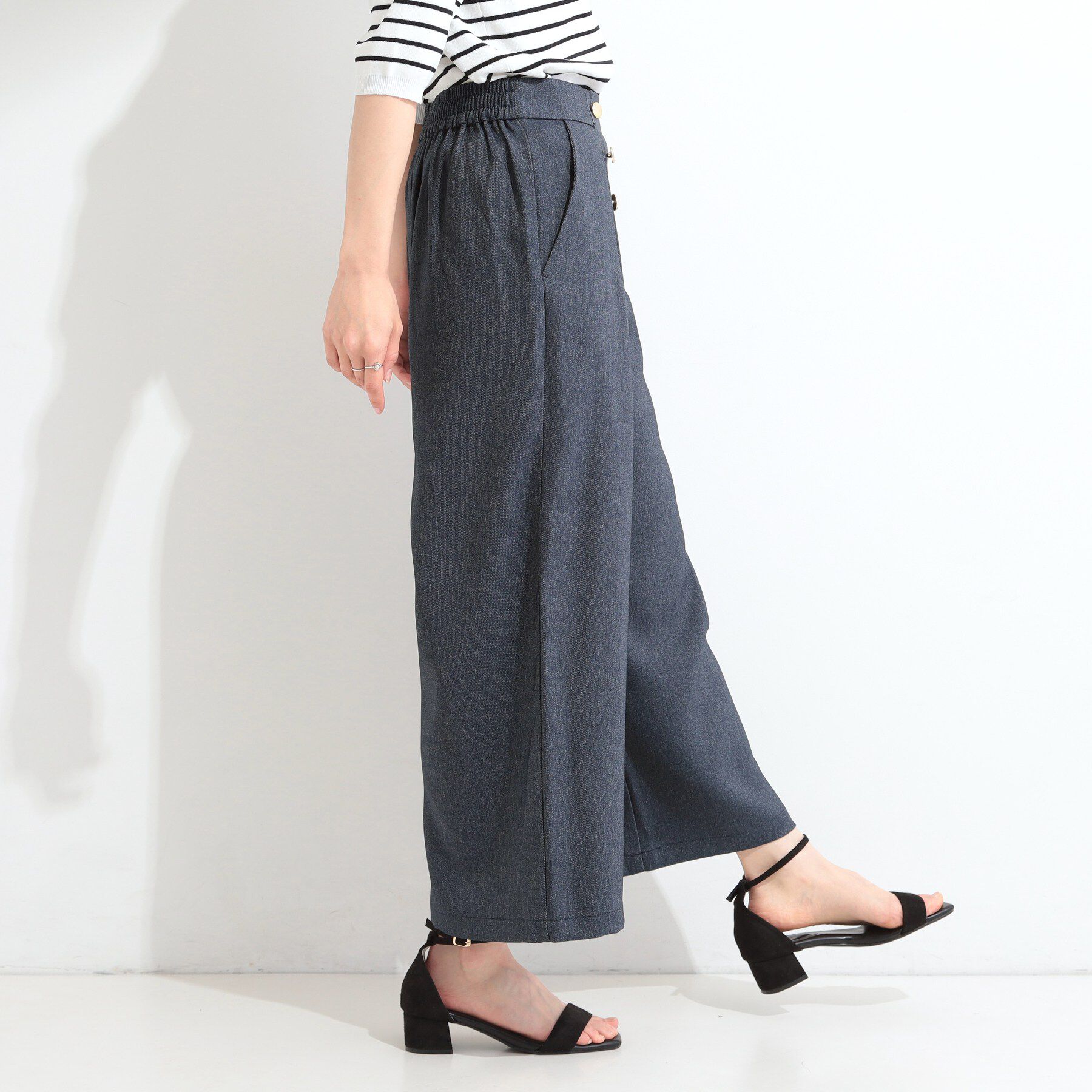 SHOO･LA･RUE「【S-LL/洗濯機可】金ボタンが上品 デニム調マリンパンツ」|その他|