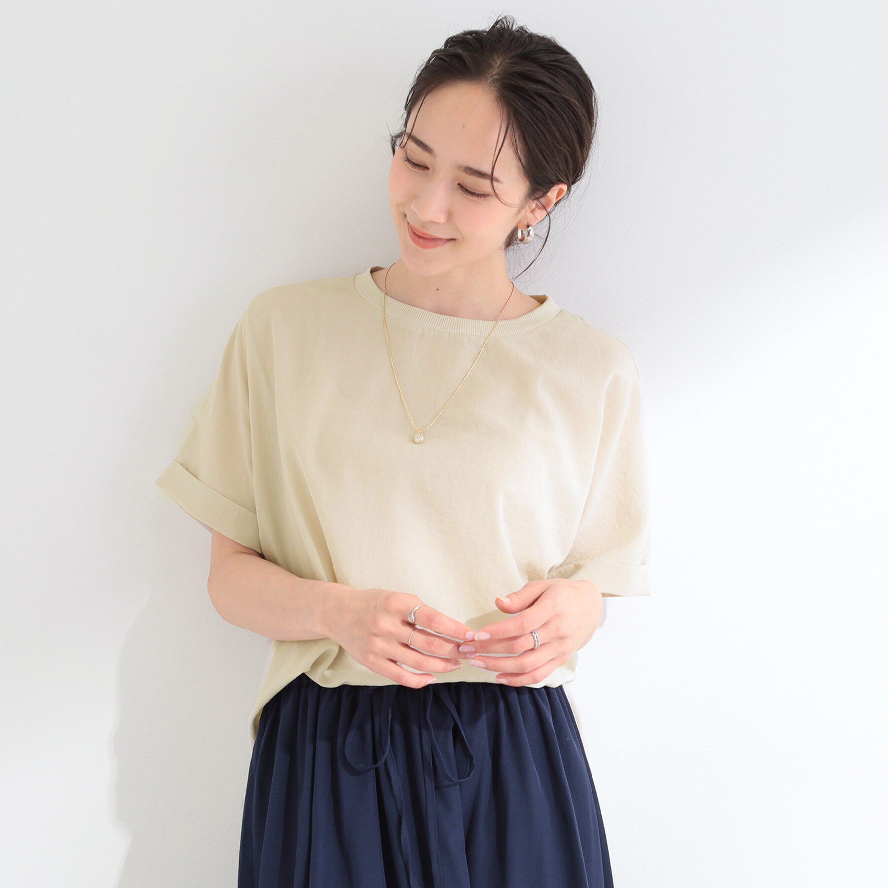 SHOO･LA･RUE「【着丈選べる/ひんやり/体型カバー】洗濯後しわになりにくい さらっと快適ドルマントップス」|シャツ・ブラウス|