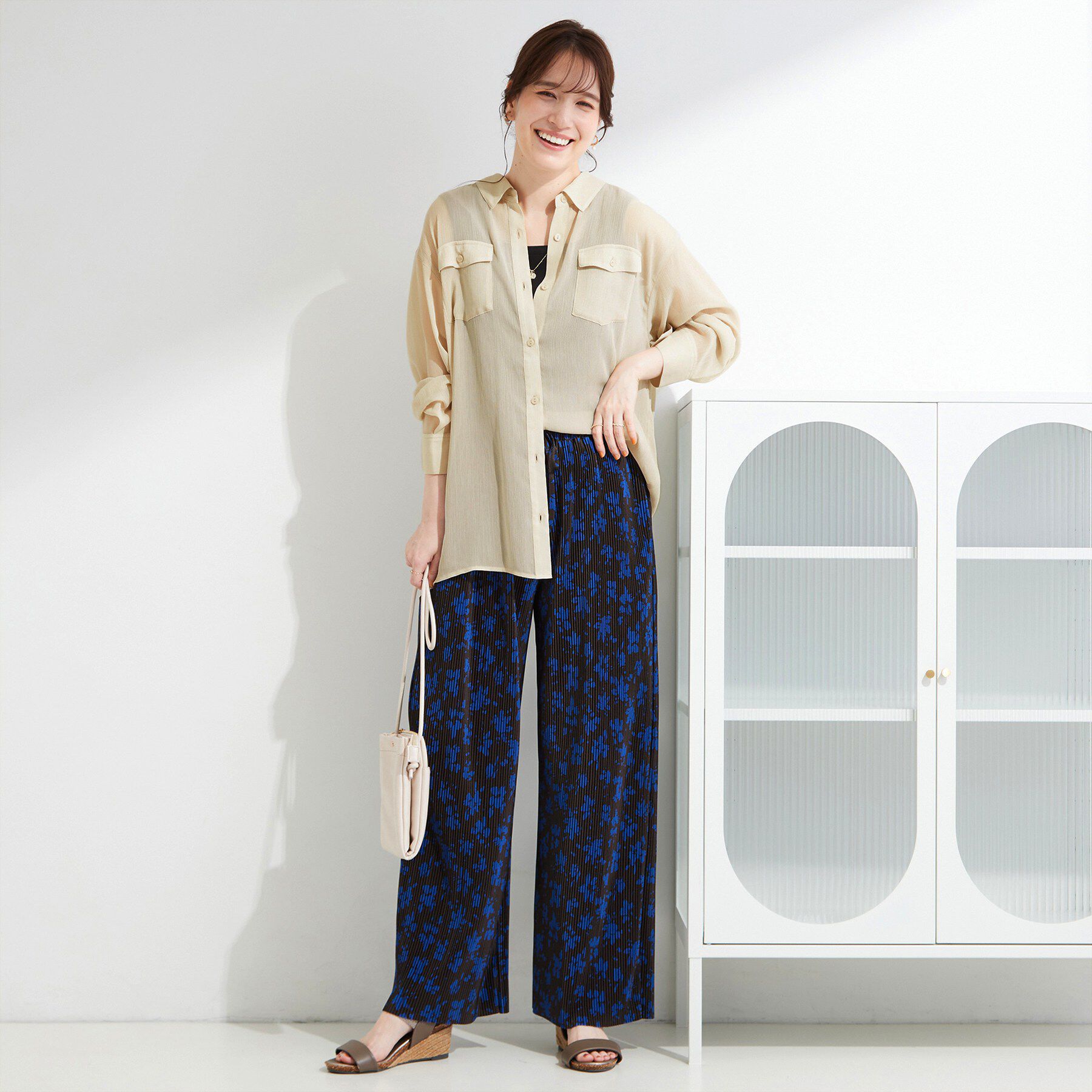 SHOO･LA･RUE「【洗濯機可】ダブルポケット 楊柳しぼしぼシアーシャツ」|シャツ・ブラウス|