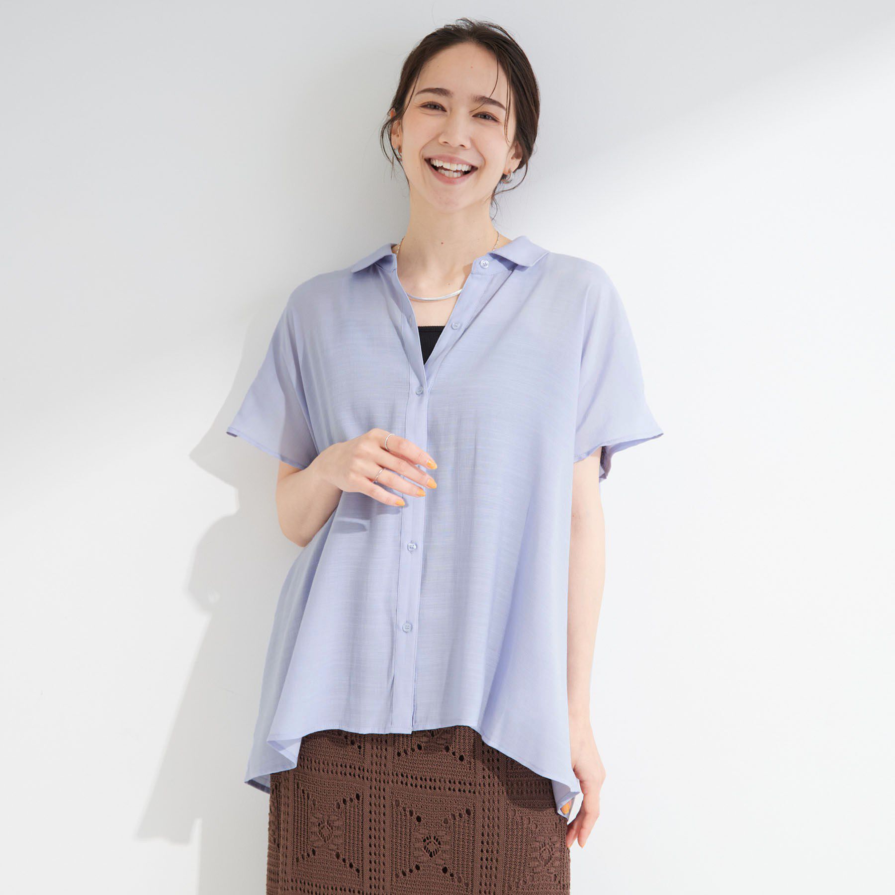 SHOO･LA･RUE「【ひんやり/UV】ほんのりシアーで上品な バックギャザーブラウス」|シャツ・ブラウス|