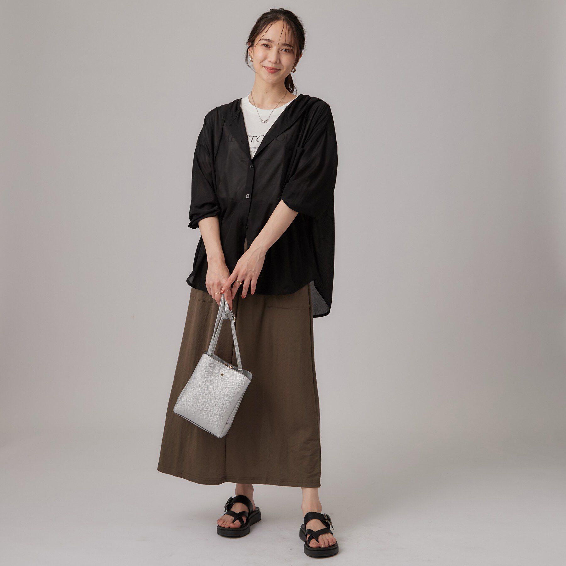 SHOO･LA･RUE「【洗濯機可/体型カバー】程よい透け感の ゆるシア―シャツパーカ」|パーカー|