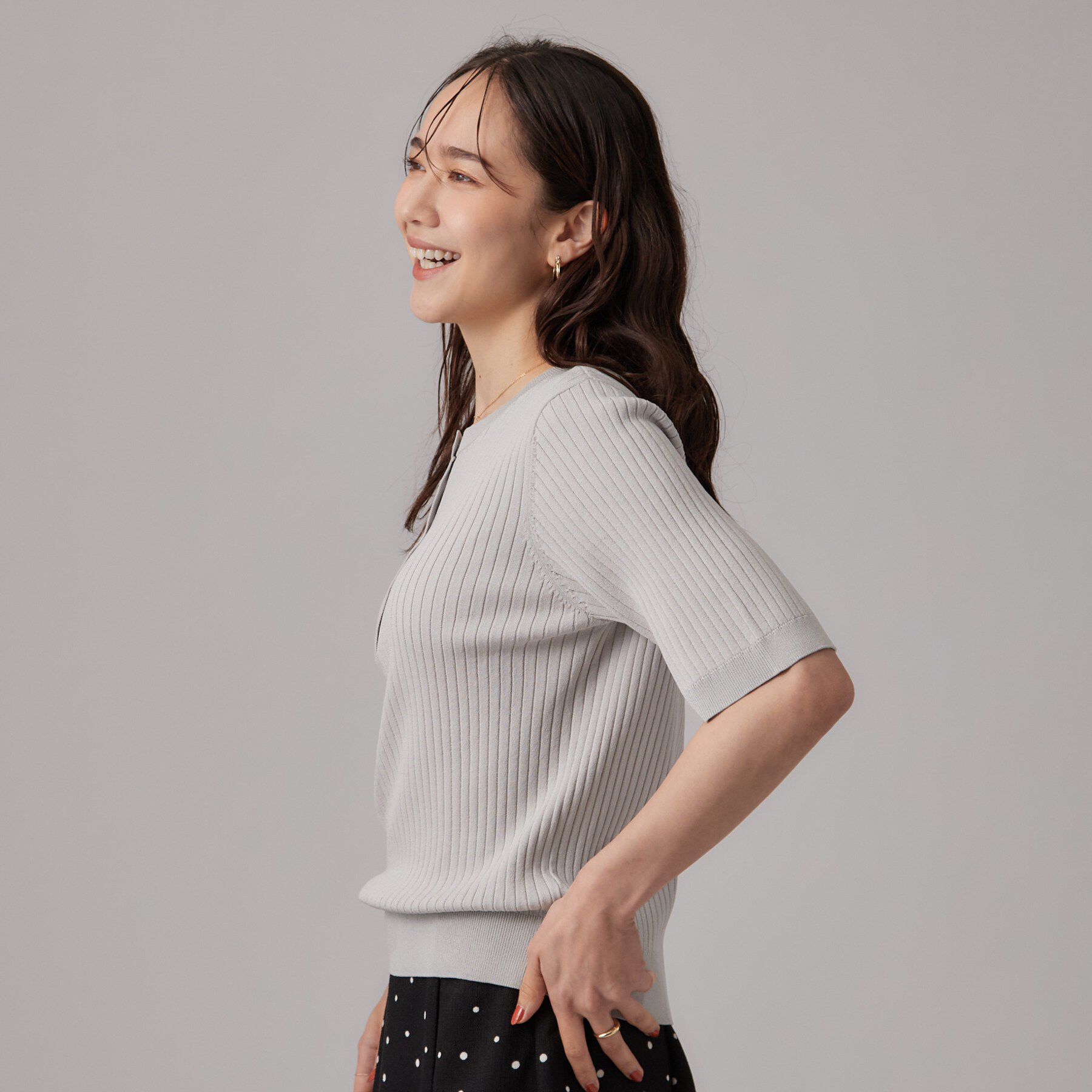 SHOO･LA･RUE「【S-LL】抜け感ある着こなしに ヘンリーネック リブニット」|ニット・セーター|