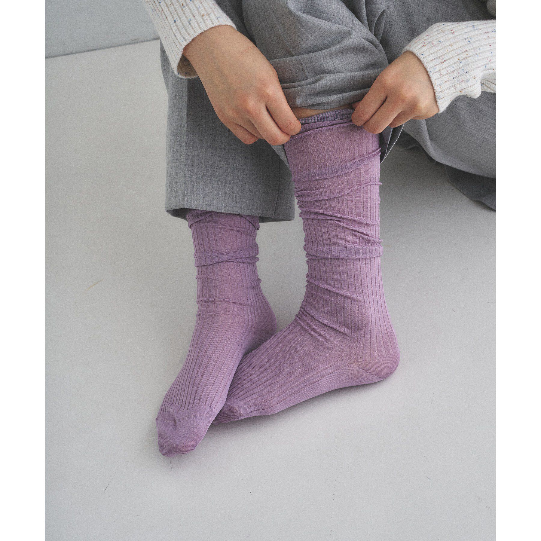 CODE A「piedi nudi｜BRIGHT RIB HIGH SOX」|ソックス|