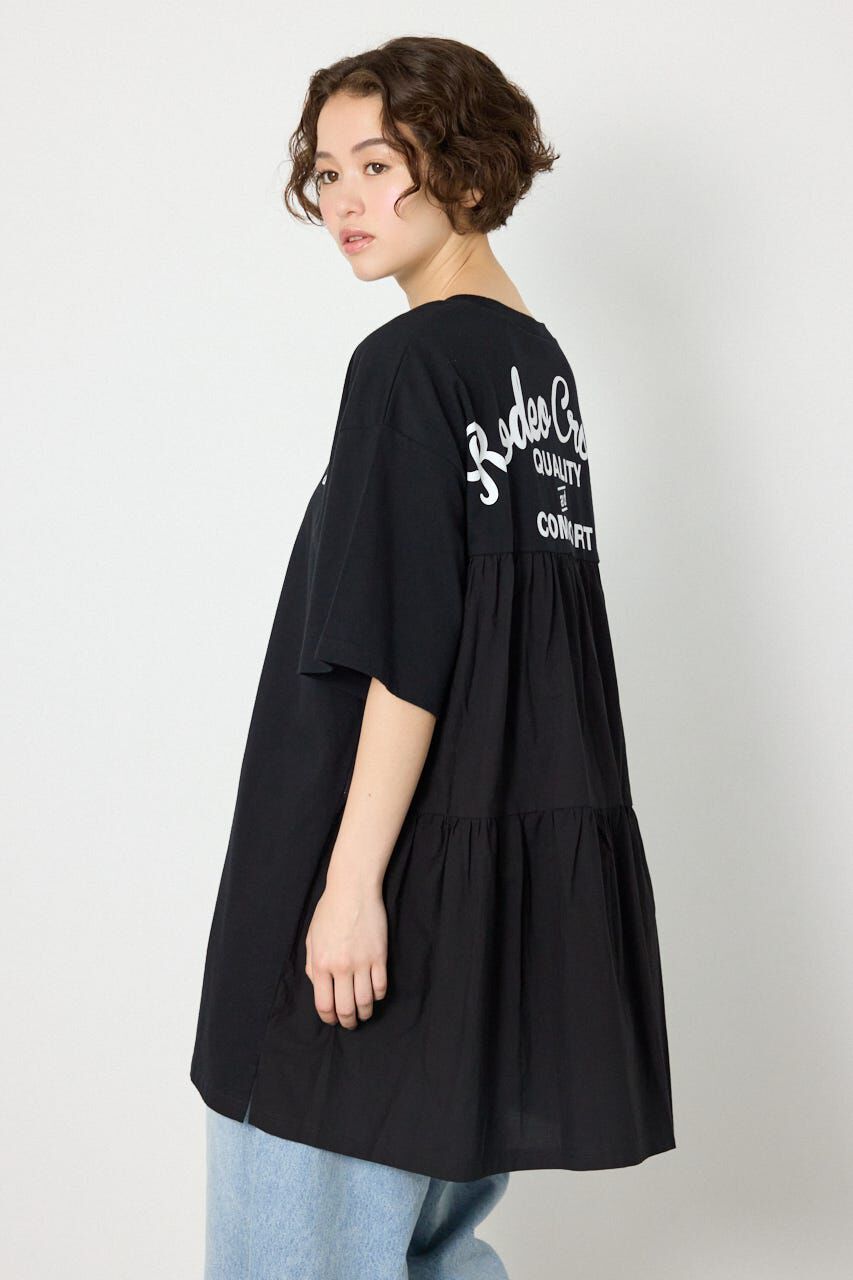 RODEO CROWNS「バックティアードコンビチュニックワンピース」|ワンピース|BLK