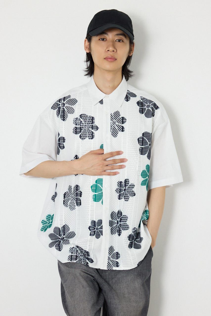 RODEO CROWNS「COOLMAX(R)ファブリック製・フラワーレースシャツ」|シャツ・ブラウス|WHT