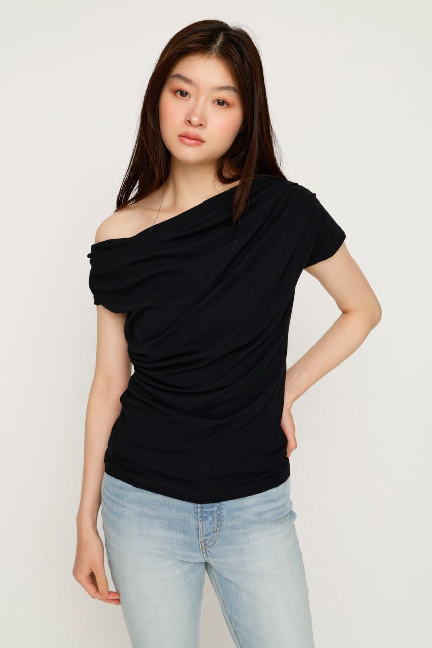 SLY「ONE SHOULDER CUT トップス」|Tシャツ・カットソー|BLK