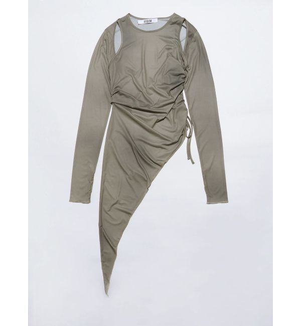 EMODA「【VEQUM】ASYMMETRY SHEER LONG TOP」|Tシャツ・カットソー|ブラウン